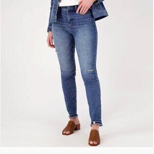 Candace Cameron Bure Distressed Frayed Hem Straight Leg Jeans Size 10